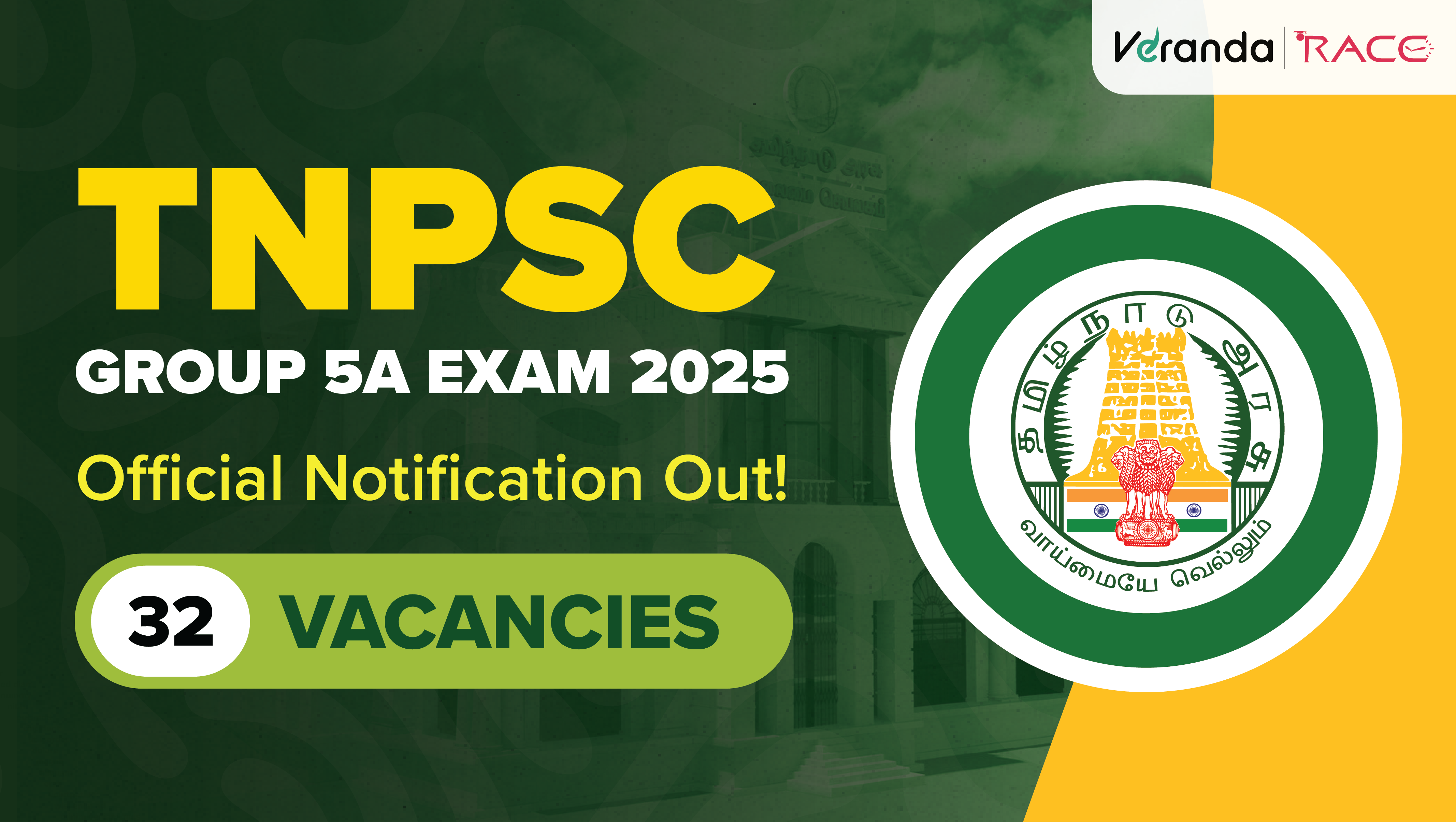 TNPSC Group 5A Notification 2025 Out: 32 Vacancies, Apply Online Now @ tnpsc.gov.in